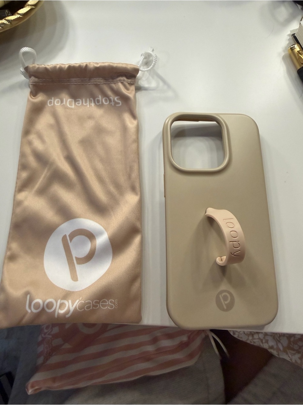 Loopy Case Beige Phone Case with Matching Strap